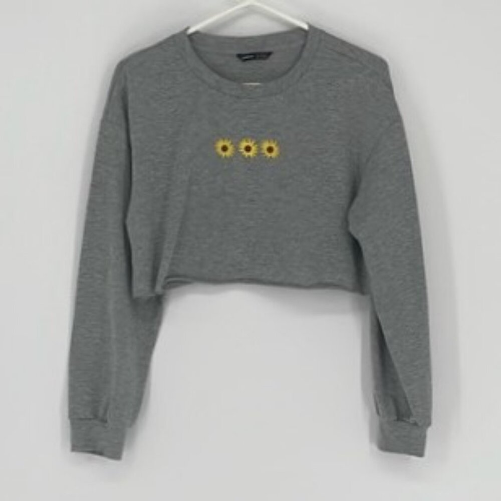 Shein Grey Cropped Sweat Shirt Women Size 6